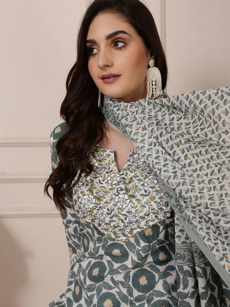 Floral-Teal-White-Cotton-Kurta-Set-with-Embellished-Neckline1.webp