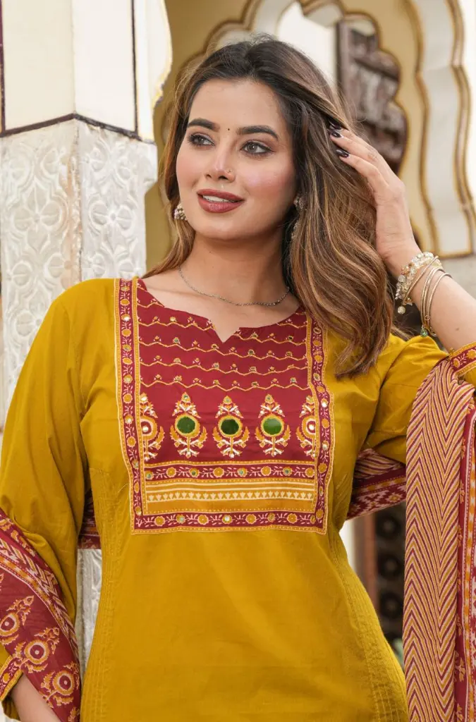 Voluminous-Beautiful-Embroidered-Kurta-Set-with-Bandhani-Dupatta-Yellow3.webp