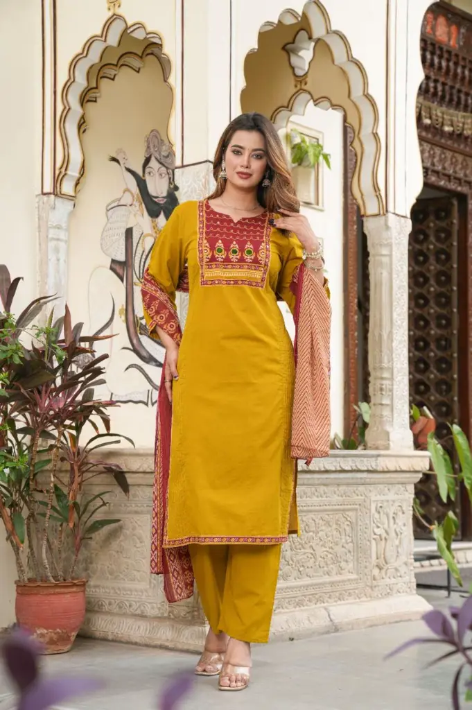 Voluminous-Beautiful-Embroidered-Kurta-Set-with-Bandhani-Dupatta-Yellow5.webp