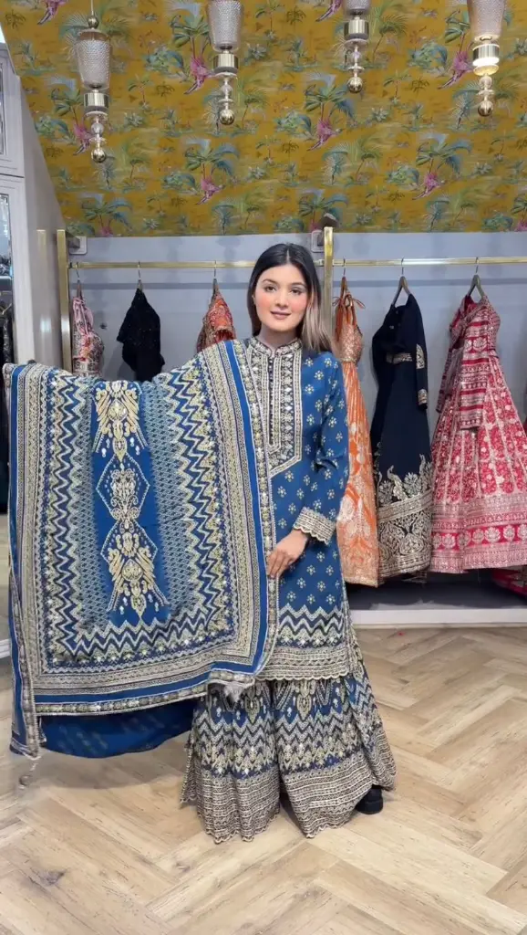 Dotted-Chinon-Sharara-Suit-with-Embroidered-Detail-in-Navy-Blue-and-Lavender-Color-Blue2.webp