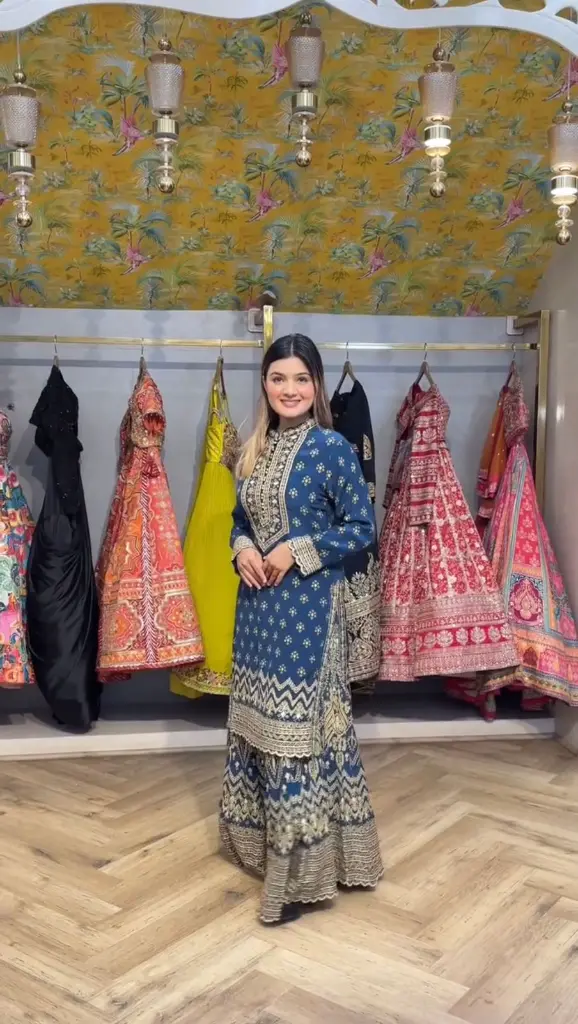 Dotted-Chinon-Sharara-Suit-with-Embroidered-Detail-in-Navy-Blue-and-Lavender-Color-Blue3.webp
