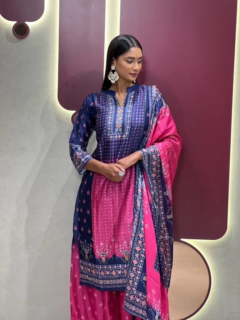 Navy-Blue-and-Fuchsia-Pink-Printed-Chinon-Kurta-Set3.webp