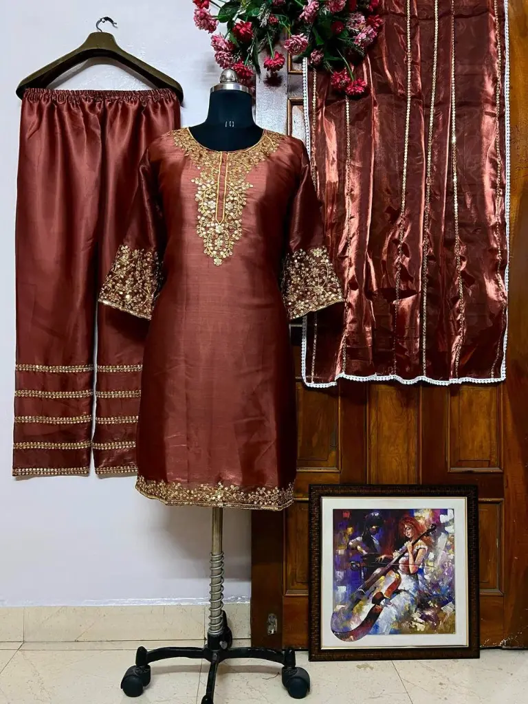 Embroidered-Jimmi-Cho-Kurti-Palazzo-Set-in-Brown1.webp