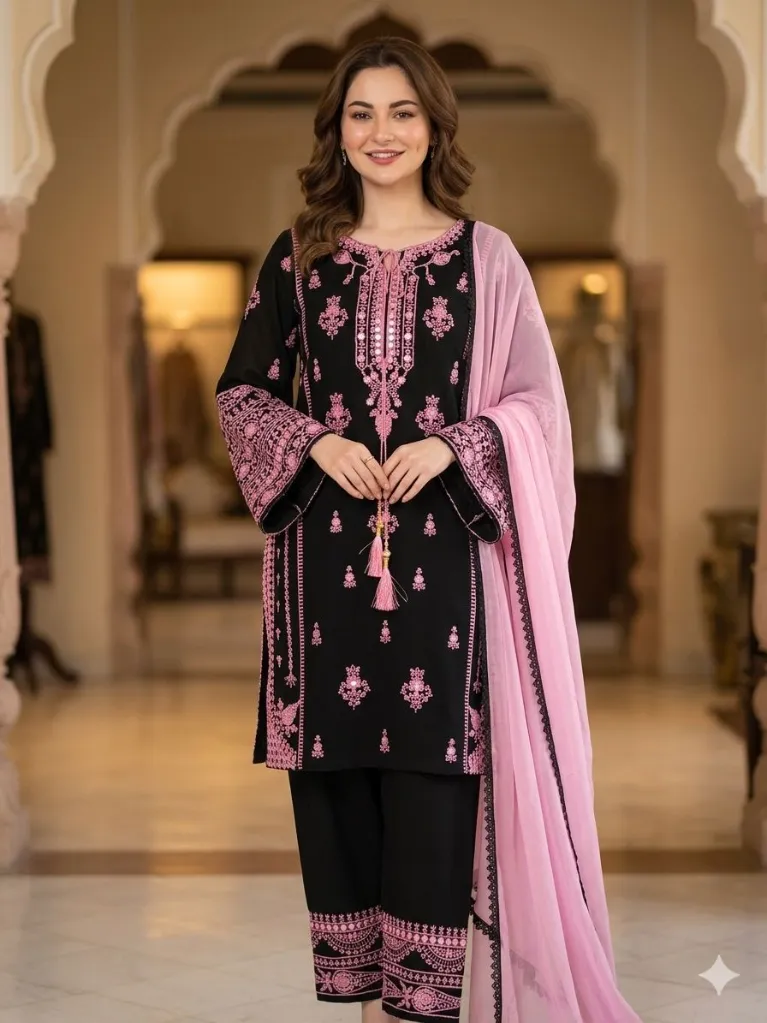 Designer-Rayon-Embroidered-Mirror-Effect-Top-Palazzo &-Georgette-Dupatta-Set-Black2.webp