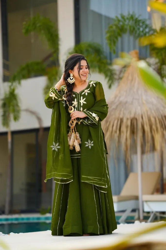 Premium-Chiffon-Hand-Charkhi-Gota-Work-Short-Kurta-Sharara-Palazzo-Dupatta-Set-Green5.webp