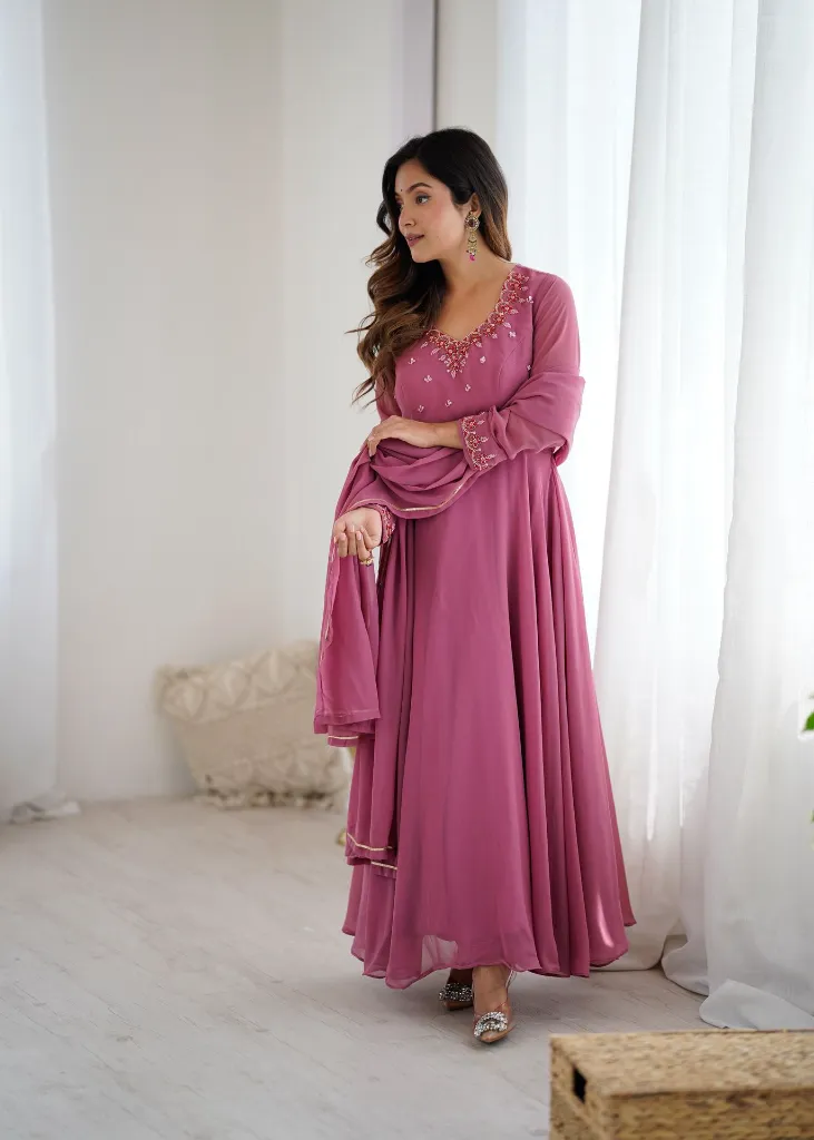 Fox-Georgette-Handwork-Gown-with-Crepe-Pants-and-Gota-Patti-Dupatta4.webp