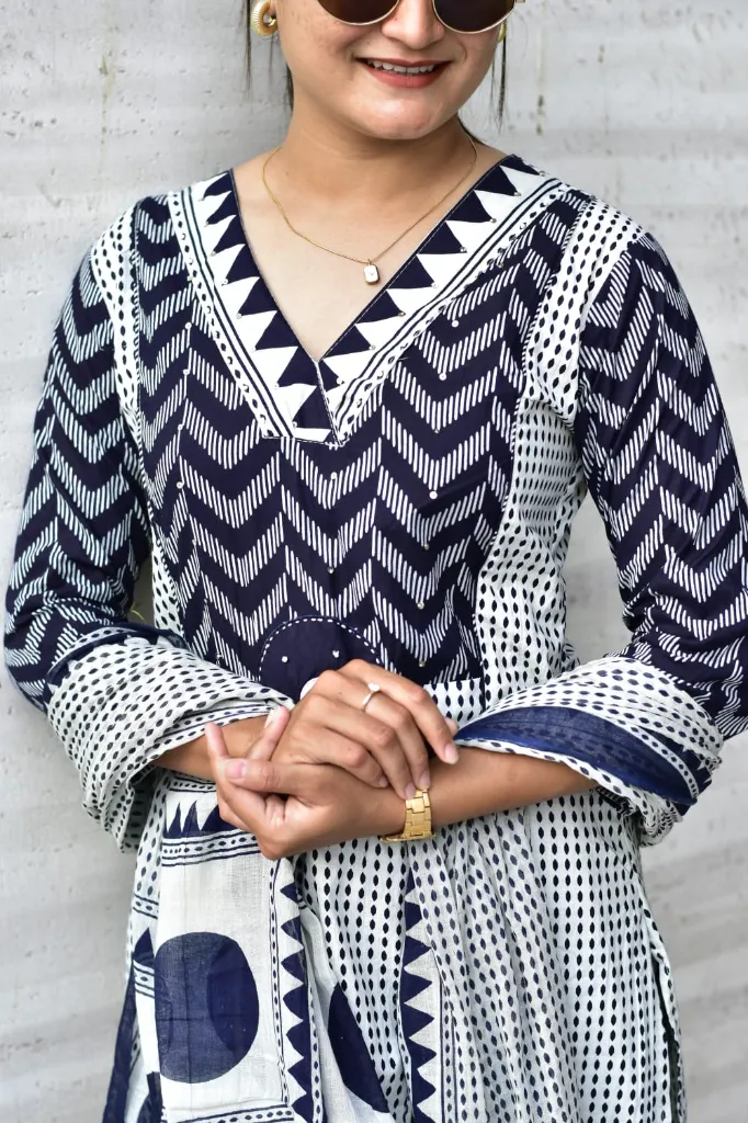 Jaipur-Pure-Cotton-60x60-Zig-Zag-Print-Kurta-Pant-Set-with-Handcrafted-Floral-Neckline-Blue4.webp