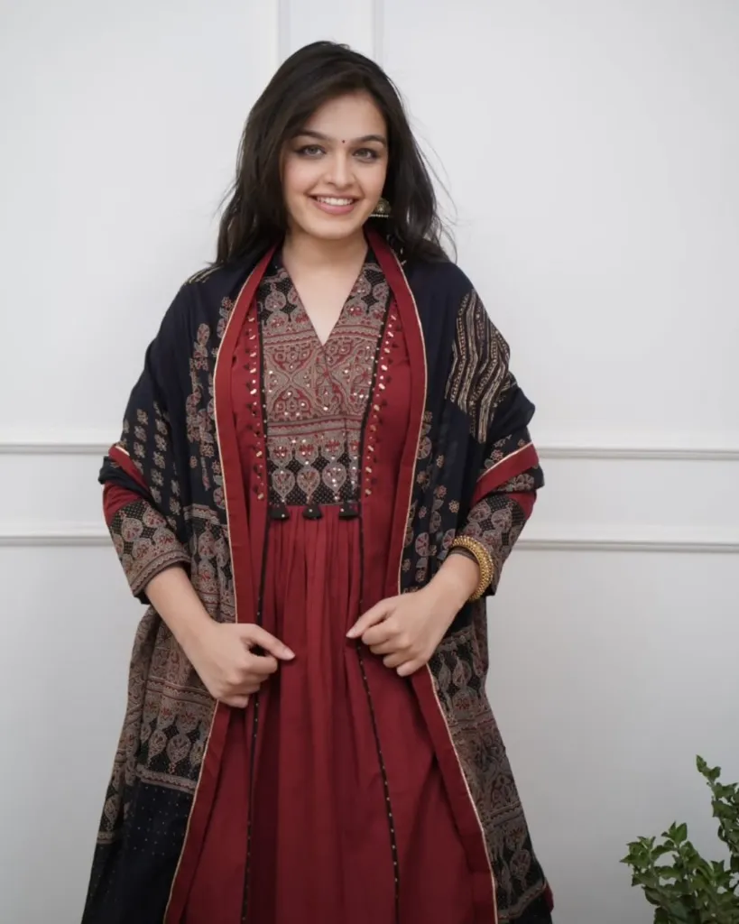 Pure-Cotton-60-60-A-Line-Machine-Printed-Kurta-Pant-Set-with-Adda-Work-Dual-Pockets-Maroon2.webp