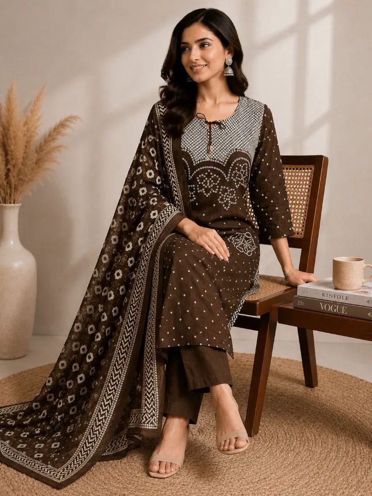 Pure-Cotton-60*60-Discharge-Print-Kurta-Pant-Set-with-Codi-Work-Side-Pocket-Brown2.webp