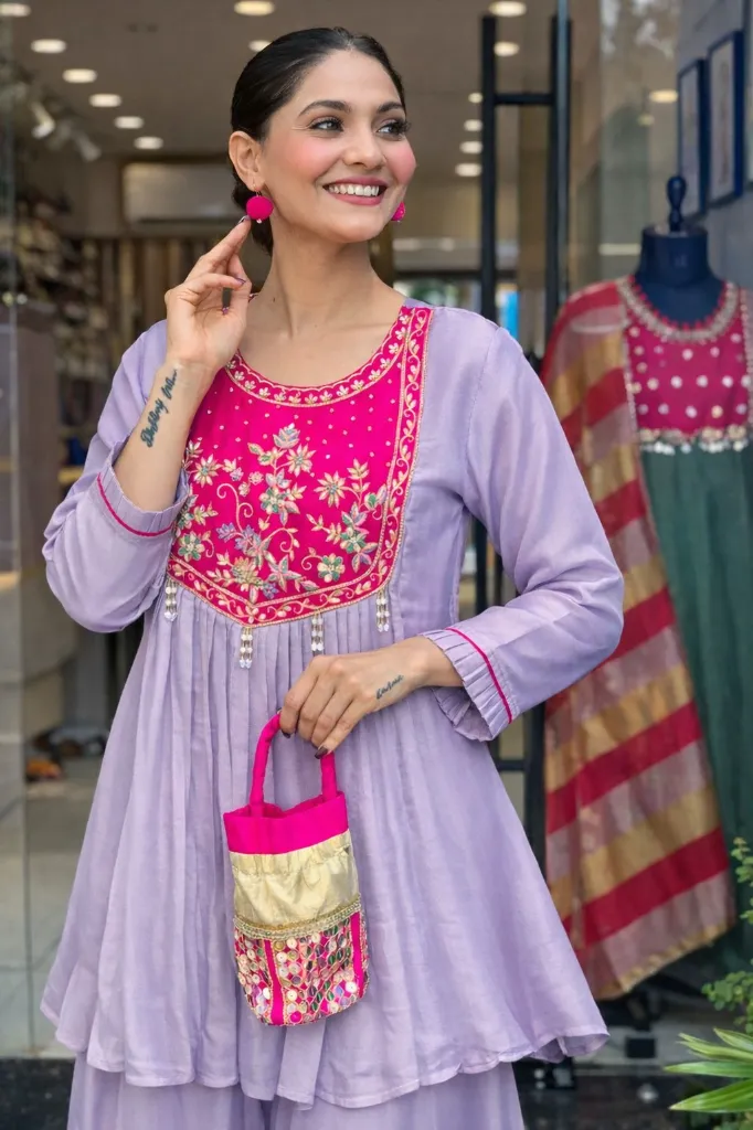 Light-Purple-Shining-Glass-Tissue-Sharara-Kurta-Set-with-Magenta-Yoke-Floral-Embroidery-Pearl-Tassels3.webp