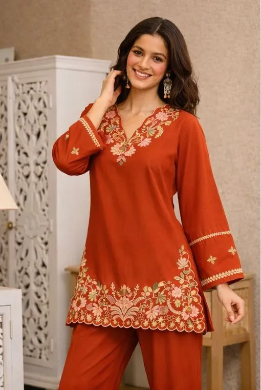 Pure-Cotton-60-60-Heavy-Embroidered2-Piece-Co-ord-Set–Rust3.webp