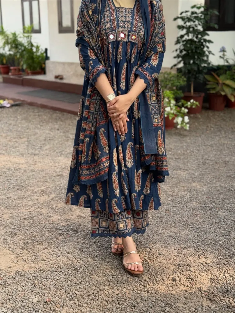 Jaipur-Pure-Cotton-60x60-Bagru-Print-A-Line-Kurta-Palazzo-Set-with-Original-Mirror-Work-Free-Modern-Gen-Z-Bracelet-Gift-blue1.webp