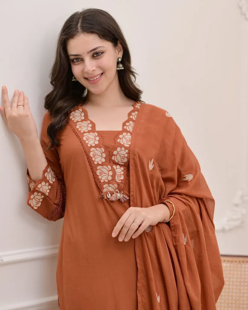 Pure-Cotton-60-60-Straight Kurta-Pant-Set-with-Detailed-Embroidery-Work-Rust2.webp