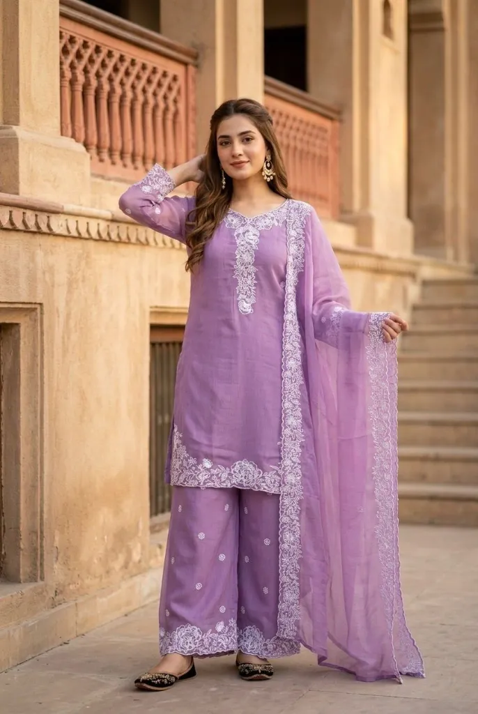 Heavy -Mal-Chanderi-Embroidered-Sequence-Work-Top-Palazzo &-Fancy-Cut-Work-Dupatta-Set-Purple3.webp