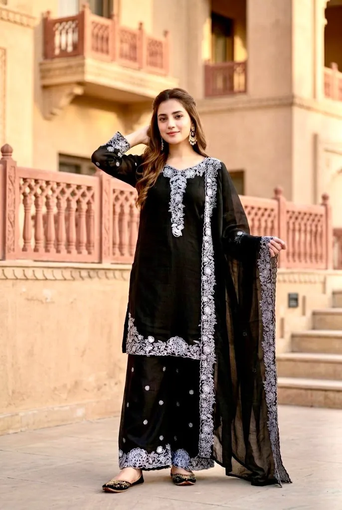 Heavy -Mal-Chanderi-Embroidered-Sequence-Work-Top-Palazzo &-Fancy-Cut-Work-Dupatta-Set-Black1.webp