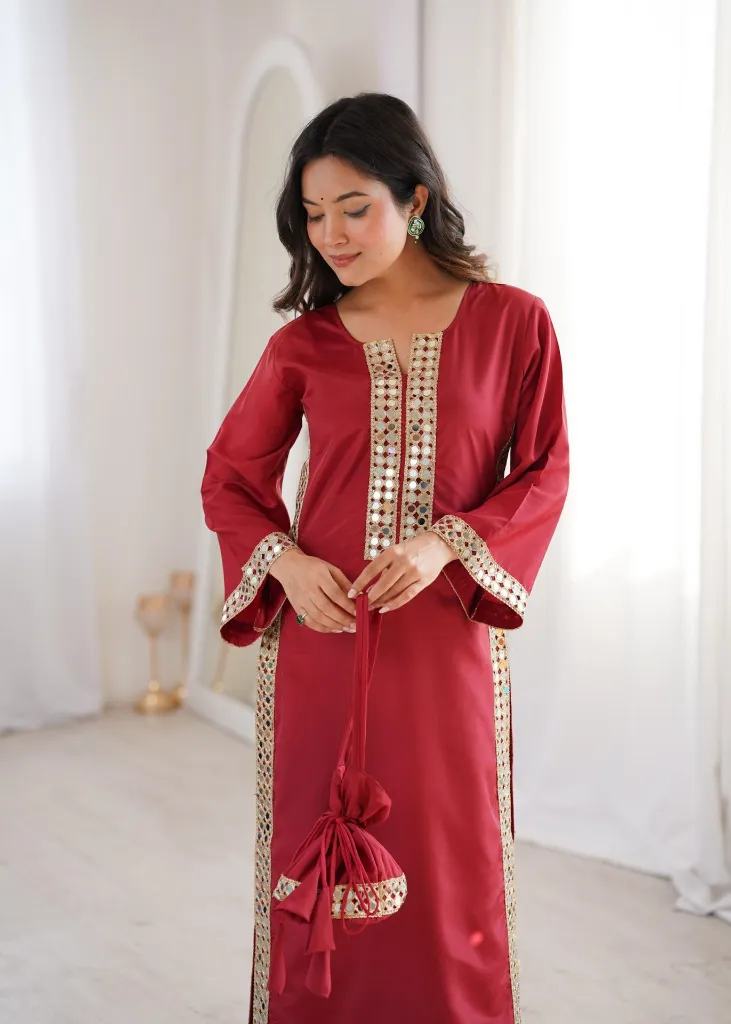 Natural-Crepe-Real-Mirror-Lace-Kurti-and-Pant-Set-with-Coordinated-Designer-Batwa-Red2.webp