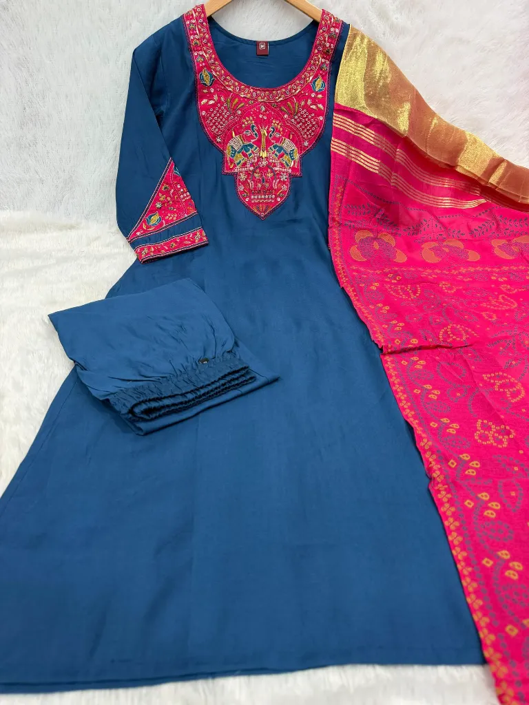 Pure-Viscose-Mango-Silk-Hand-Worked-Kurti-Straight-Cut-Pant,-and-Hand-Block-Printed-Gaji-Silk-Dupatta-Set-Blue2.webp