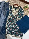 Teal Pure Rayon Embroidered Top with Roman Silk Elastic Bottoms and Organza Dupatta Set2.webp