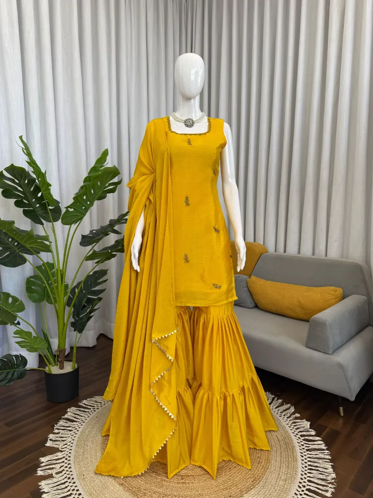 Premium-Chinon-Silk-Thread-Embroidered-Tunic,-Plain-Ruffle-Sharara,-and-Lace-Trim-Dupatta-3-Piece-Suit-Set5.webp