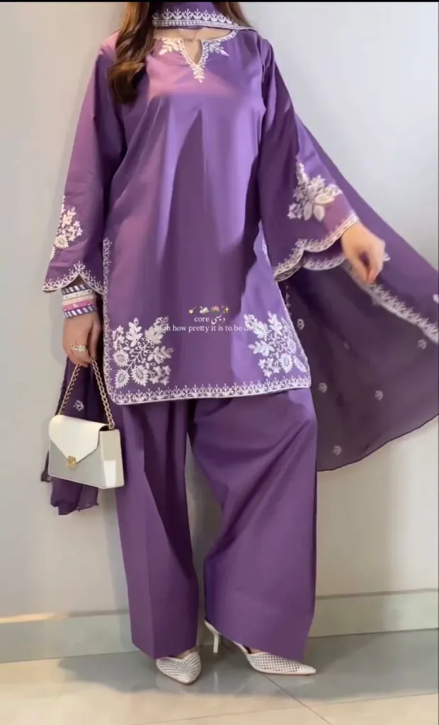 Designer-Roman-Cotton-Embroidered-Tunic,-Fully-Stitched-Farshi-Shalwar,-and-Tabby-Organza-Embroidered-Dupatta-3-Piece-Party-Wear-Set11.webp