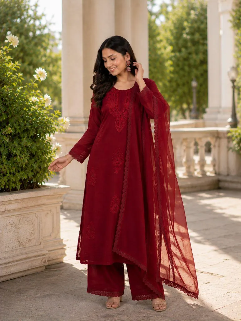 Fox-Blooming-Georgette-Embroidered-Top,-Free-Size-Palazzo,-and-Border-Lace-Dupatta-3-Piece-Party-Wear-Suit-Set-Red4.webp