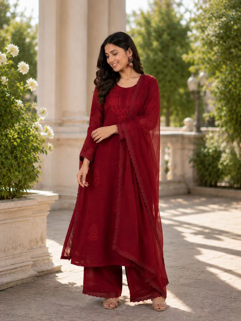 Fox-Blooming-Georgette-Embroidered-Top,-Free-Size-Palazzo,-and-Border-Lace-Dupatta-3-Piece-Party-Wear-Suit-Set-Red3.webp