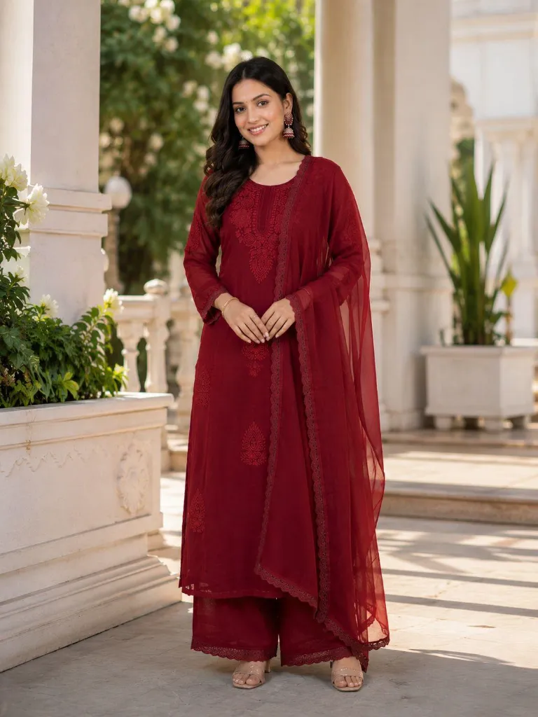 Fox-Blooming-Georgette-Embroidered-Top,-Free-Size-Palazzo,-and-Border-Lace-Dupatta-3-Piece-Party-Wear-Suit-Set-Red2.webp