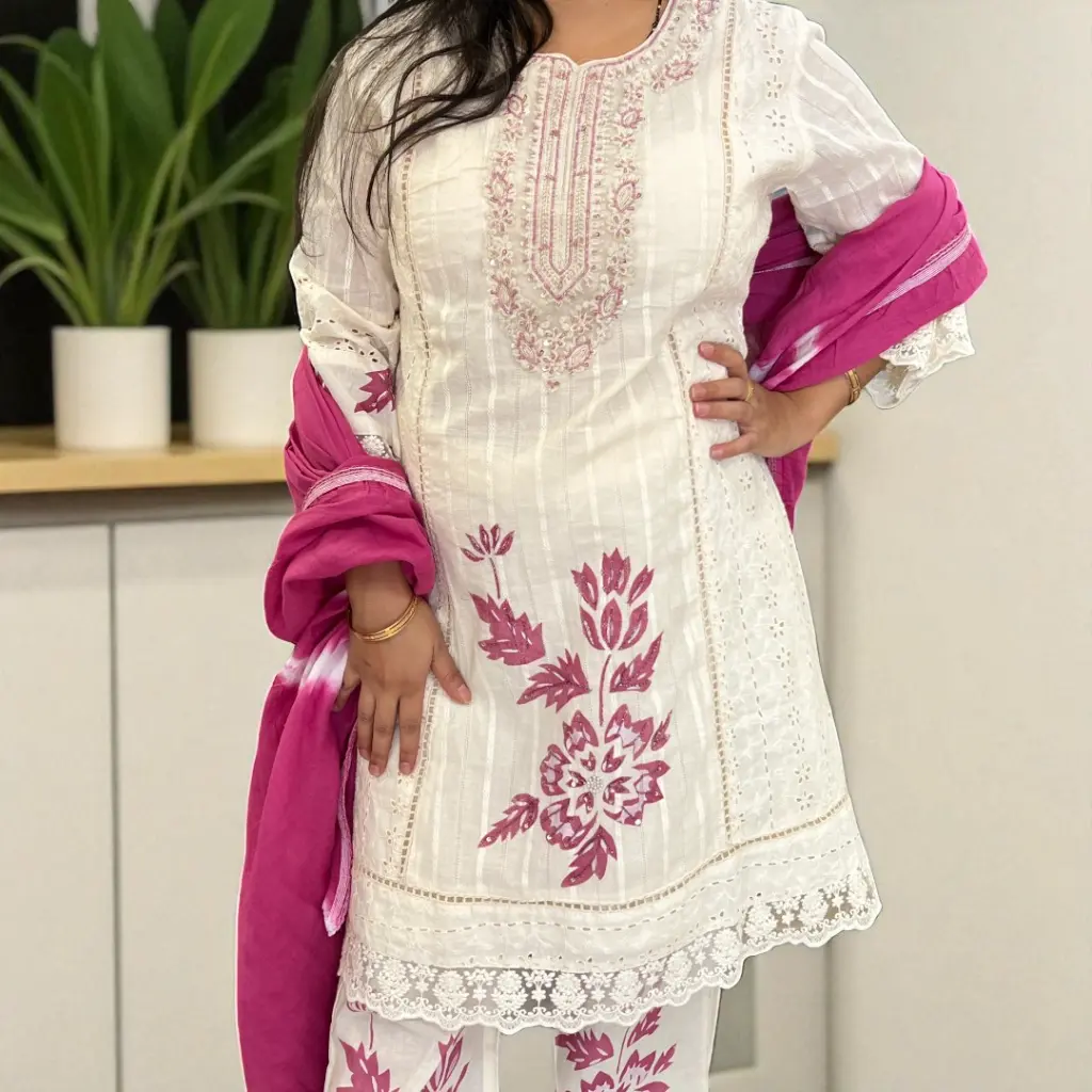 IMG_9394-Elegant White Embroidered Cotton Suit with Pink Dupatta.webp
