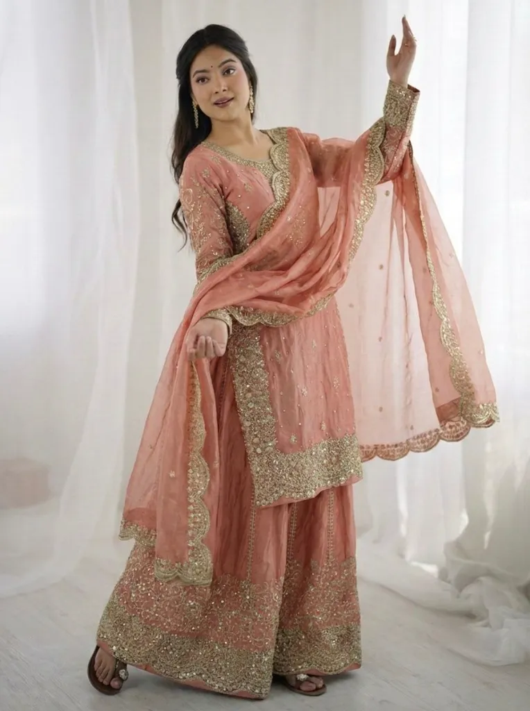 Premium-Fendy-Silk-Embroidered-Coding-and-Sequence-Work-Kurti,-Palazzo,-and-Lace-Border-Dupatta-3-Piece-Suit-Set-2-Peach7.webp