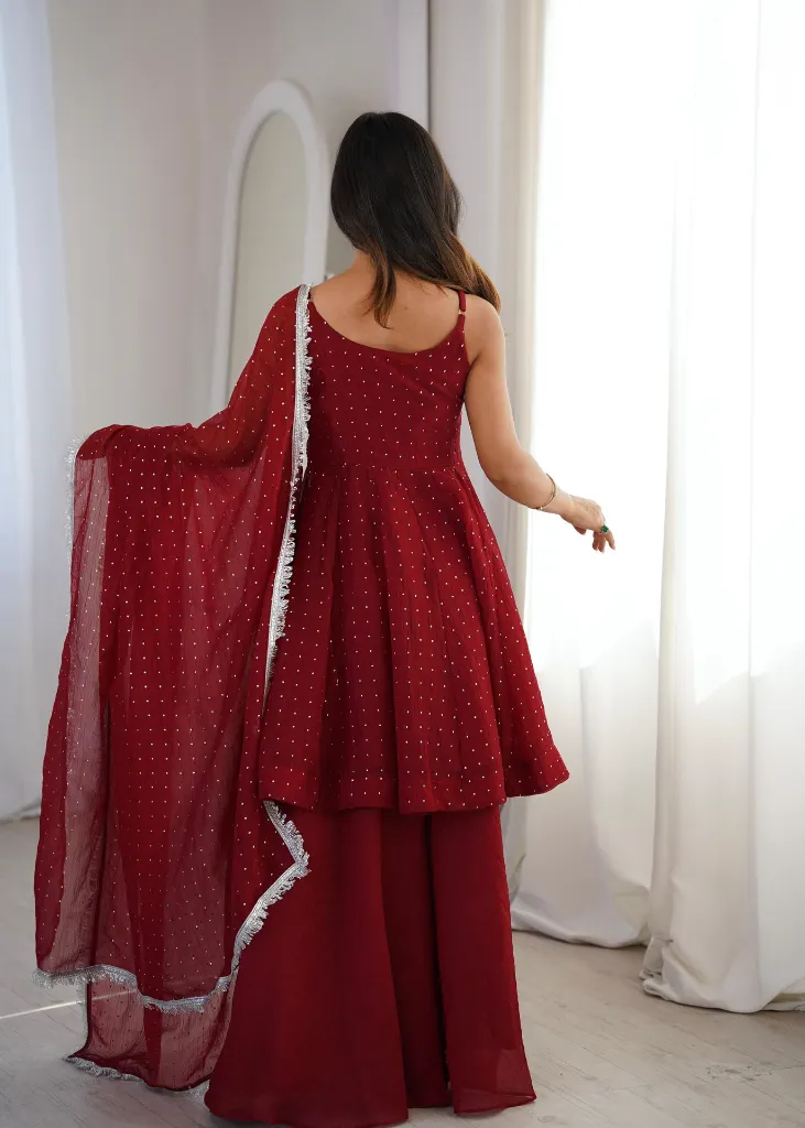 Premium-Crunchy-Silk-Short-Kurti-with-Zarkhand-Work,-Full-Flair-Sharara-Palazzo,-and-Matching-Lace-Border-Dupatta-3-Piece-Festive-Luxury-Suit-Set-Red7.webp