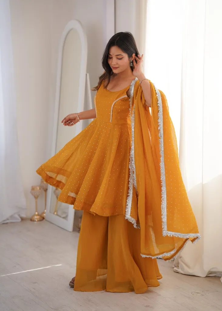 Premium-Crunchy-Silk-Short-Kurti-with-Zarkhand-Work,-Full-Flair-Sharara-Palazzo,-and-Matching-Lace-Border-Dupatta-3-Piece-Festive-Luxury-Suit-Set-Yellow2.webp