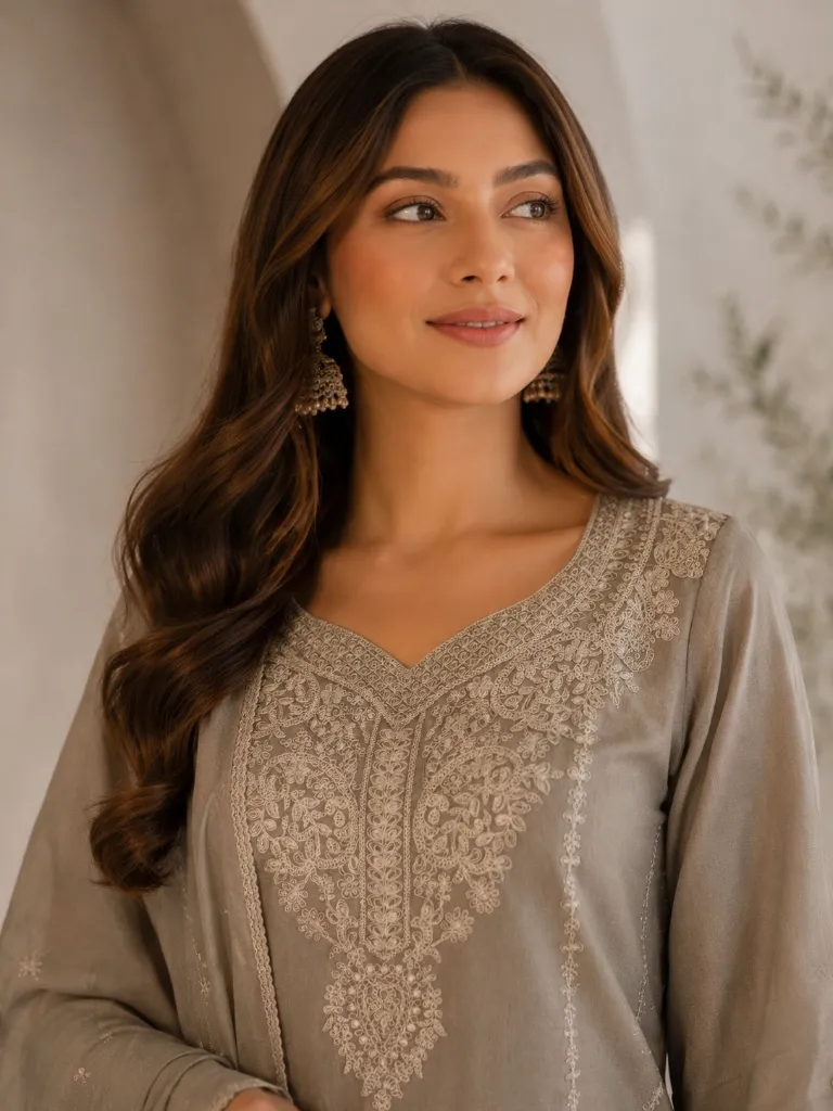 Premium-Vichitra-Silk-Embroidered-Short-Tunic,-Matching-Flared-Palazzo,-and-Embroidered-Lace-Dupatta-3-Piece-Festive-Set-Grey2.webp