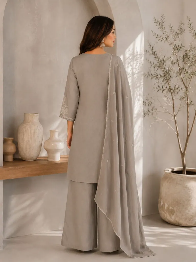 Premium-Vichitra-Silk-Embroidered-Short-Tunic,-Matching-Flared-Palazzo,-and-Embroidered-Lace-Dupatta-3-Piece-Festive-Set-Grey3.webp