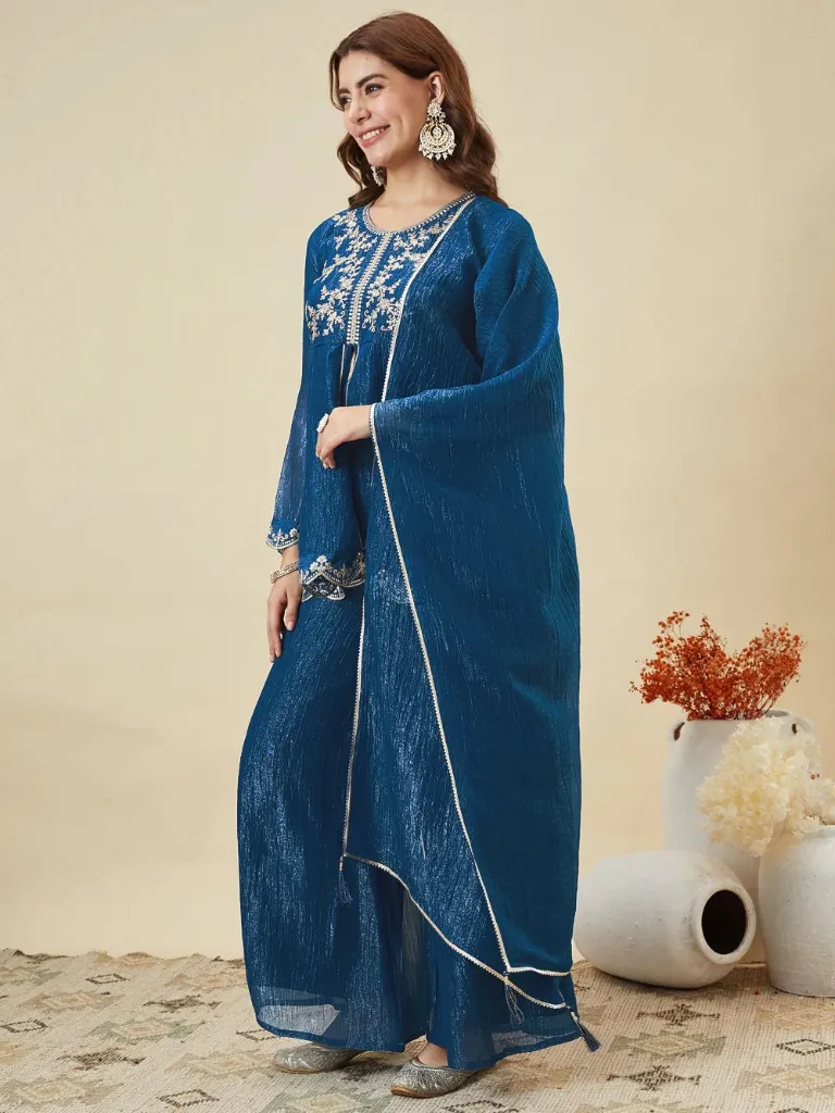 Premium-Crunchy-Silk-Embroidered-Short-Kurta-with-Full-Sleeves,-Matching-Straight-Pants,-and-Coordinated-Dupatta-3-Piece-Festive-Luxury-Set-Blue5.webp