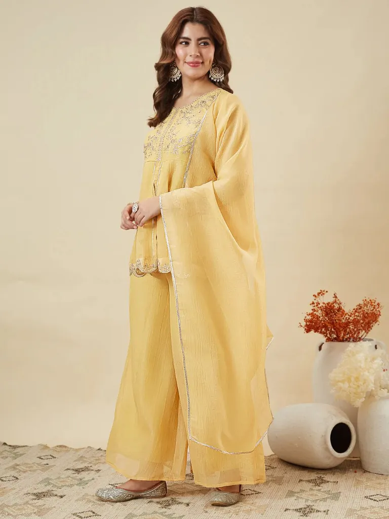 Premium-Crunchy-Silk-Embroidered-Short-Kurta-with-Full-Sleeves,-Matching-Straight-Pants,-and-Coordinated-Dupatta-3-Piece-Festive-Luxury-Set-Yellow4.webp
