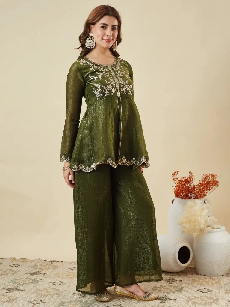 Premium-Crunchy-Silk-Embroidered-Short-Kurta-with-Full-Sleeves,-Matching-Straight-Pants,-and-Coordinated-Dupatta-3-Piece-Festive-Luxury-Set-Green4.webp