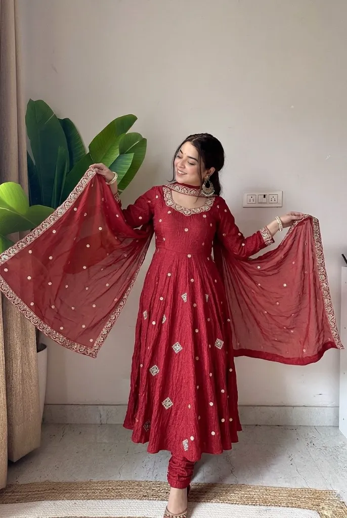 Premium-Crunchy-Silk-Fully-Flared-Gown-with-Sequins-Embroidery,-Coordinated-Trousers,-and-Lace-Border-Dupatta-3-Piece-Festive-Set2.webp