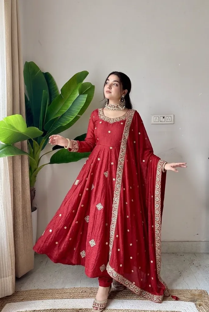 Premium-Crunchy-Silk-Fully-Flared-Gown-with-Sequins-Embroidery,-Coordinated-Trousers,-and-Lace-Border-Dupatta-3-Piece-Festive-Set3.webp