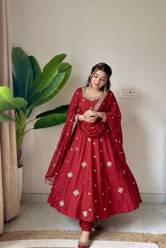 Premium-Crunchy-Silk-Fully-Flared-Gown-with-Sequins-Embroidery,-Coordinated-Trousers,-and-Lace-Border-Dupatta-3-Piece-Festive-Set5.webp