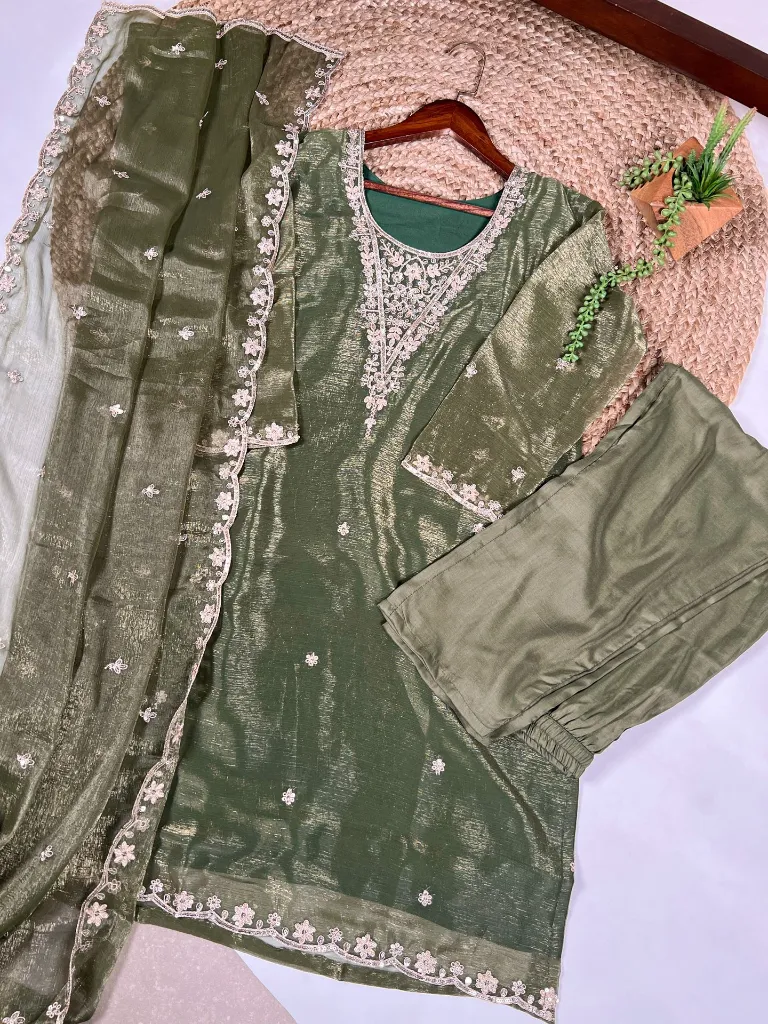 Premium-Gold-Coin-Fabric-Sequins-and-Thread-Embroidered-Tunic,-Plain-Maska-Cotton-Elastic-Bottom,-and-Coordinated-Dupatta-3-Piece-Suit-Set3.webp