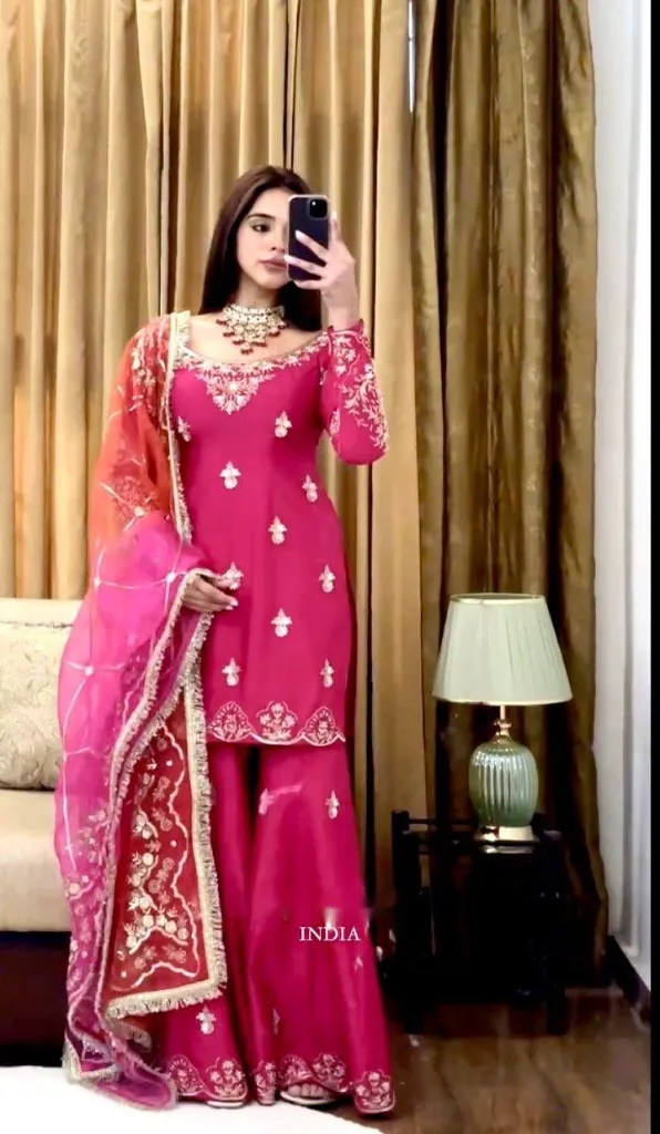 Pure-Chinon-Silk-5mm-Sequins-Embroidered-Tunic-&-Sharara-Set-with-Digitally-Printed-Organza-Dupatta2.webp
