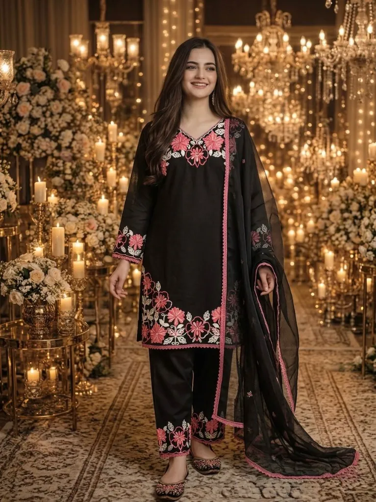 Pure-Satin-Rayon-Embroidered-Tunic-&-Farshi-Palazzo-Suit-Set-with-Kota-Check-Dupatta2.webp