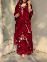 Heavy-Fox-Georgette-Embroidered-Long-Tunic-&-Moti-Work-Palazzo-Set-with-Lace-Border-Dupatta-Red1.webp