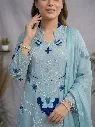 Soft Organza Embroidered Suit with Cutwork Top, Palazzo, and Dupatta Set Blue4.webp