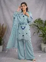 Soft Organza Embroidered Suit with Cutwork Top, Palazzo, and Dupatta Set Blue2.webp