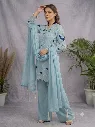 Soft Organza Embroidered Suit with Cutwork Top, Palazzo, and Dupatta Set Blue3.webp