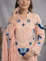 Soft Organza Embroidered Suit with Cutwork Top, Palazzo, and Dupatta Set Peach3.webp