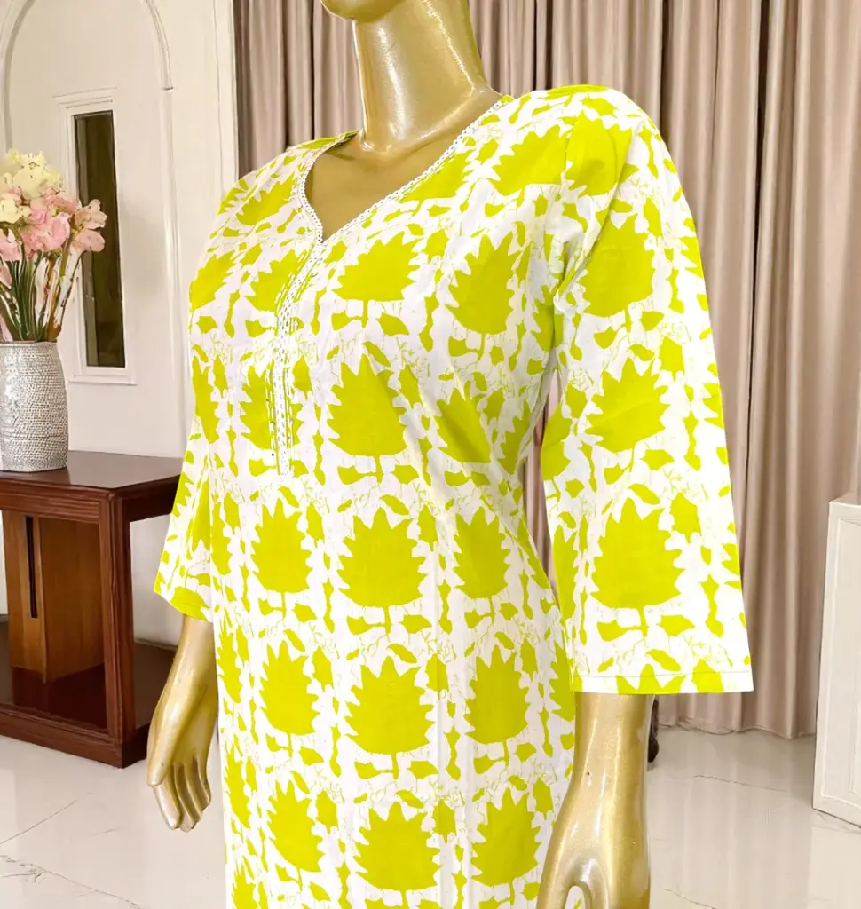 Bright-Lemon-Yellow-and-White-Printed-Cotton-Kurti03.webp