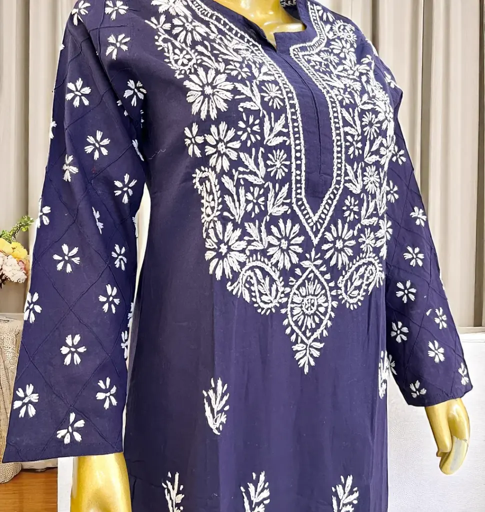 Lime-Green-&-Navy-Blue-Lakhnavi-Chikankari-Cotton-Kurti07.webp