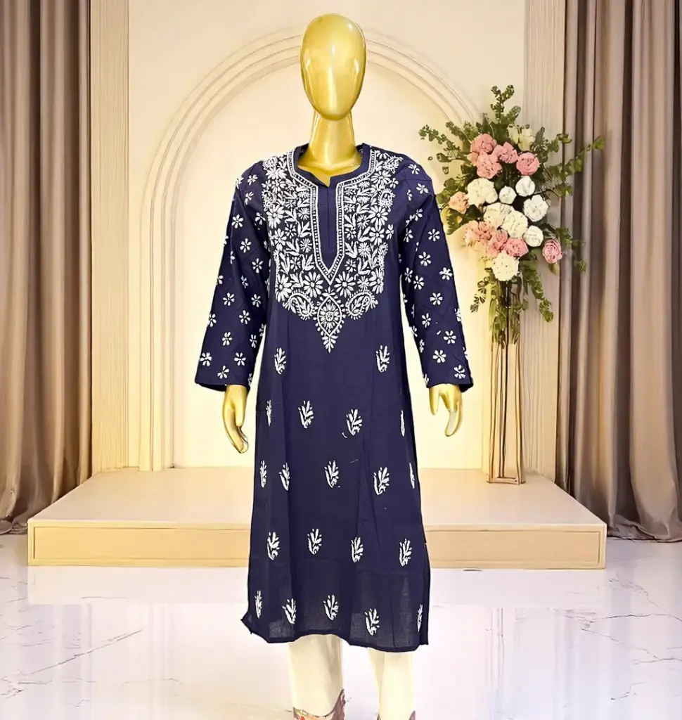 Lime-Green-&-Navy-Blue-Lakhnavi-Chikankari-Cotton-Kurti05.webp